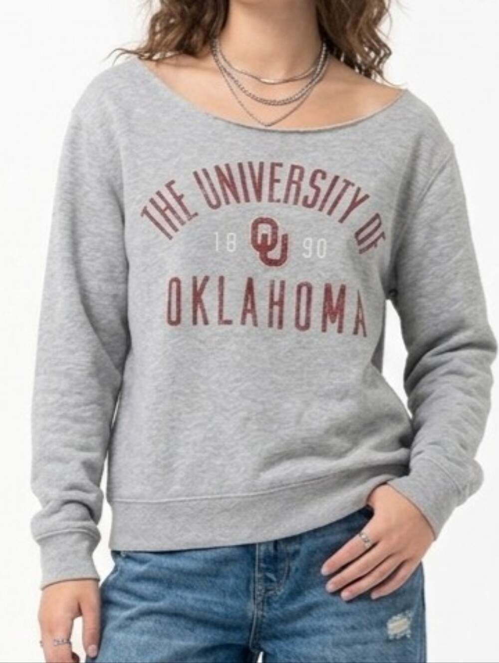 University of Oklahoma Womens OU Sooners Grey Graphic Sweatshirt Size M